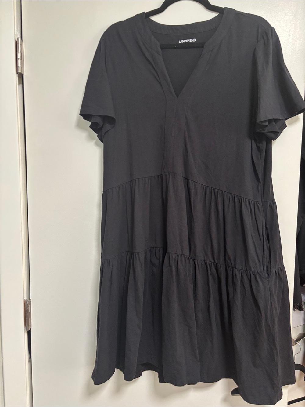Lands' End Black Tiered Mini Dress